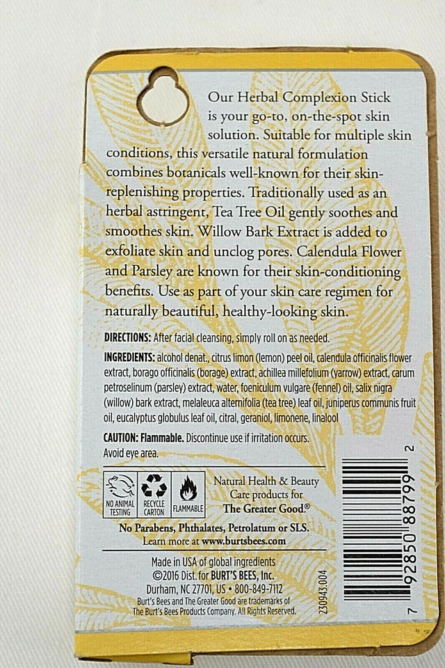 Burt's Bees Herbal  Complexion Stick Formerly Named Blemish Stick 0.26 fl Oz  - Image 2 of 2