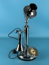 GEC Vintage Telefono A Candela In Metallo Cromato Design XX Sec. Inghilterra