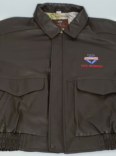 Handyman Club of America Life Member Brown Leather Bomber Jacket Men's XL NWOT - Picture 5 of 12