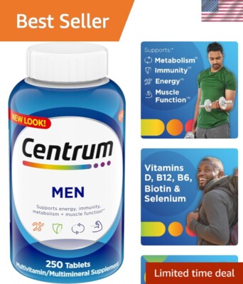 Daily Multivitamin for Men - Supports Muscle Function & Metabolism - 250 Tablets