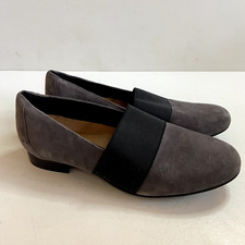 Unstructured Clarks Shoes Womens Sz 8 Comfort Loafers Gray Leather Slip On Suede