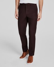 Michael Kors Men's Brown Classic-Fit Cotton Stretch Pants Size 40W 32L