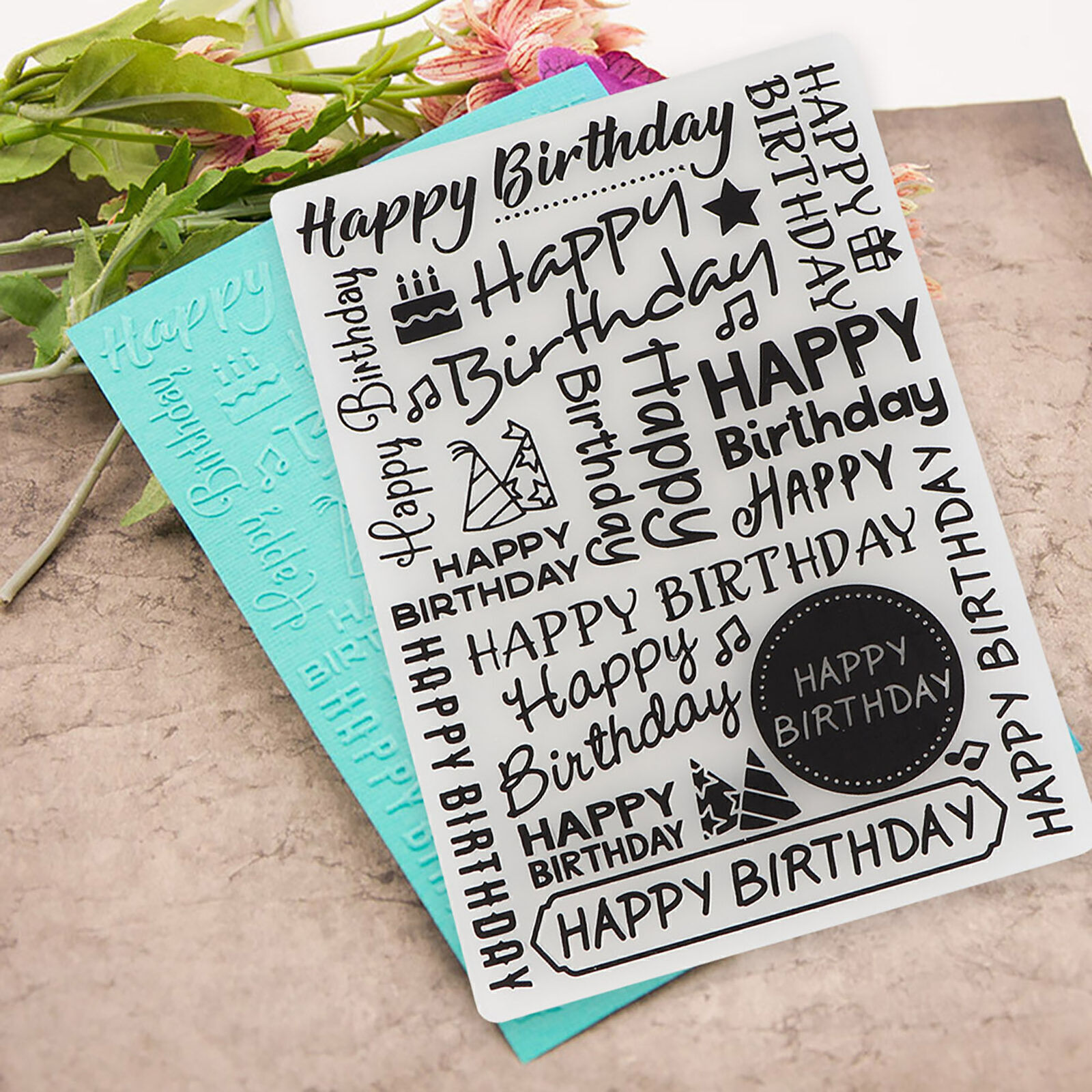 Happy Birthday Embossing Folder DIY Handcraft Scrapbooking Stamp Photo Album