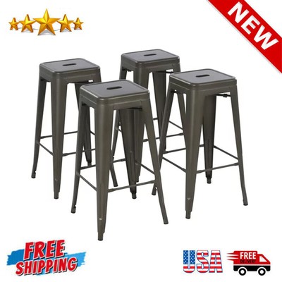 4 Pack 30inch Stackable Metal Stool Backless Bar Counter Stools 300 lbs Capacity