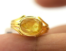 Certified Natural Yellow Sapphire Ring 22k Yellow Gold Plated Astrological Ring