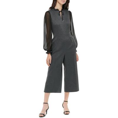 Tommy Hilfiger Womens Ruffled Sheer Cropped Jumpsuit BHFO 1218