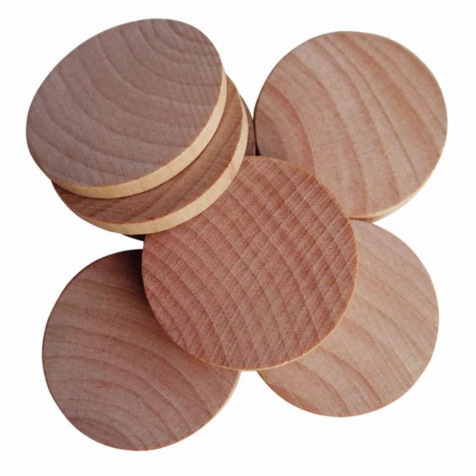 100pcs Natural Wood Slices Unfinished Round Discs Circles Ready to Be Painted - Image 2 of 3