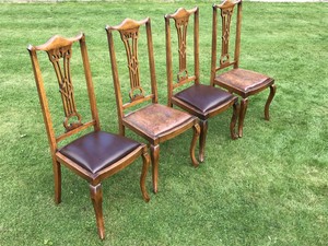 Details About 4 Four Matching Ornate Antique Georgian Tall Dining Chairs Cabriole Legs