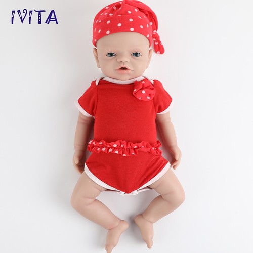 IVITA 19" Full Silicone Reborn Baby Girl Doll Friendly Lifelike for Kids Gift - Afbeelding 4 van 12