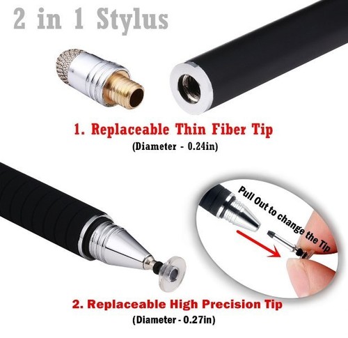 (2 in 1) Precision Dual Tip Stylus for iPad iOS Android - Gold & Black - Picture 6 of 8