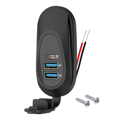 12-24V Dual USB Quick Charge 3.0 Port & PD USB C Car Charger Socket Power Outlet