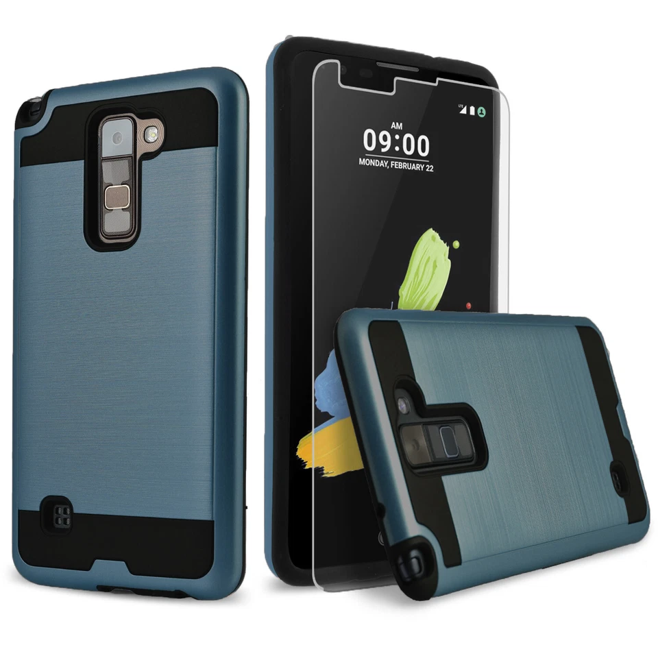 Capa telefone à prova de choque +protetor de vidro temperado para LG Stylo 2 V Plus - Imagem 3 de 4