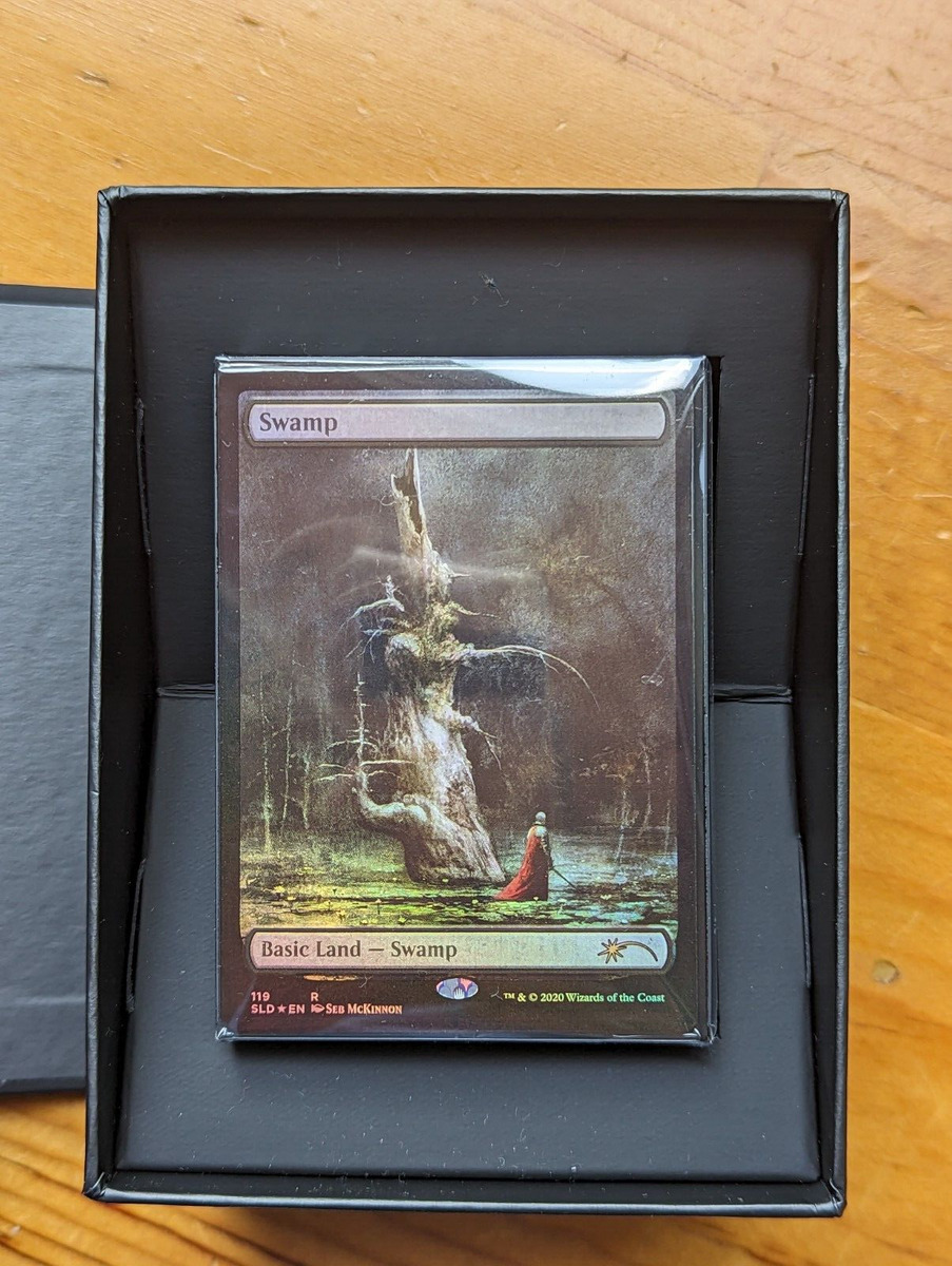 MTG Secret Lair Artist Series Seb McKinnon FOIL - opened, with Swamp, box