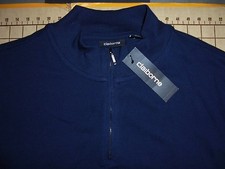 MENS 2XLARGE BLUE CLAIBORNE COTTON ZIP CREW NECK SWEATER - NWT