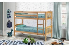 Julian Bowen Lincoln Antique Pine Bunk Bed with Premier Mattresses 3FT Single