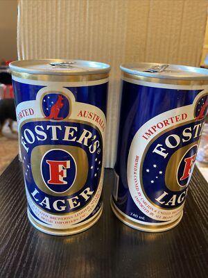 Vintage Empty Pull Tab Beer Can Foster s Lager Australia 25 Oz Steel 2 Each