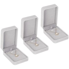 3 Pieces Velvet Pendant Necklace Gift Boxes Set, Classic Jewelry Grey 3pcs