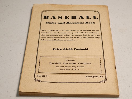 Vintage 1947 New Baseball Rules and Decisions Paperback Book by Martin Rothan - Picture 2 of 6