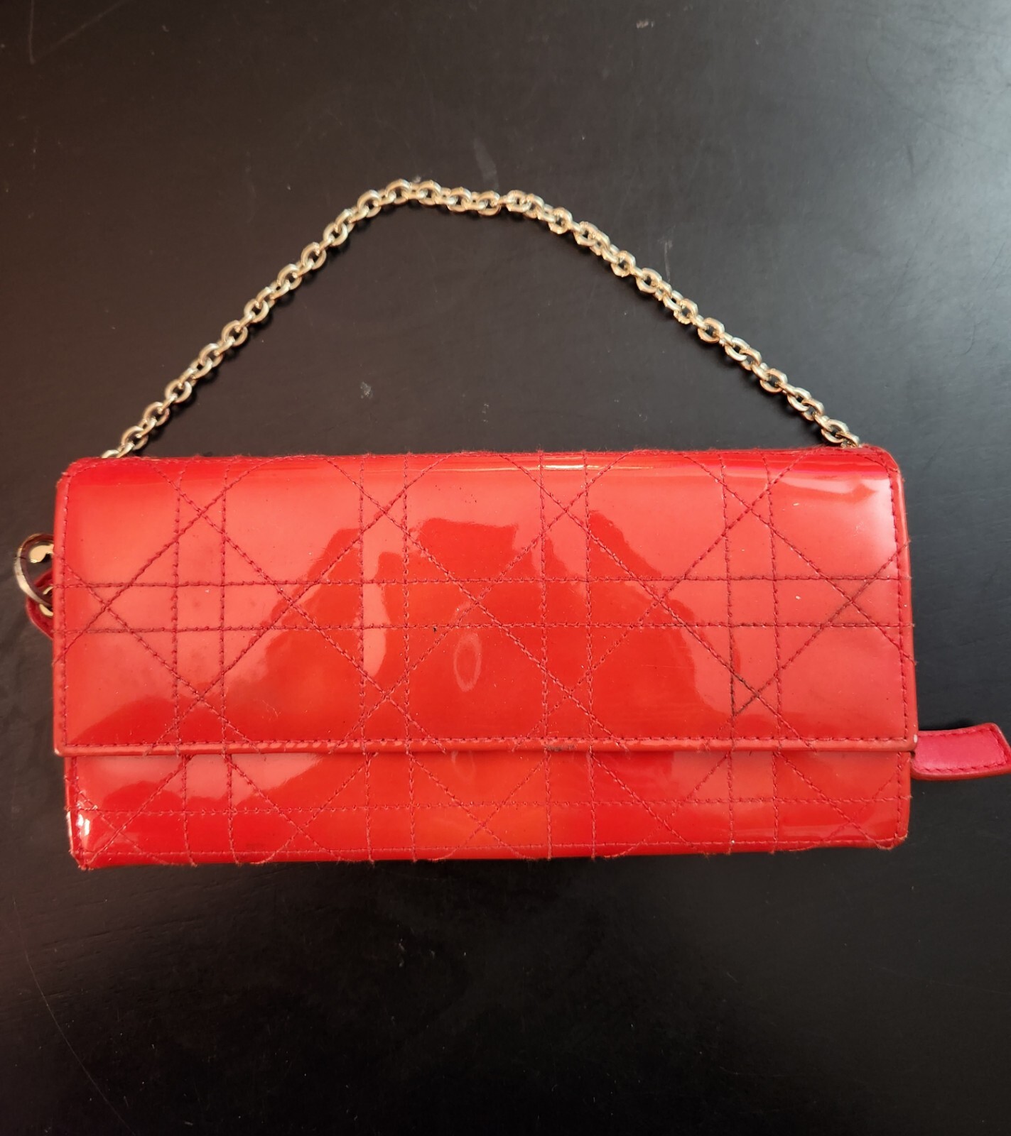 Christian Dior Red Patent Leather Pouch 7x4 Inches B0085