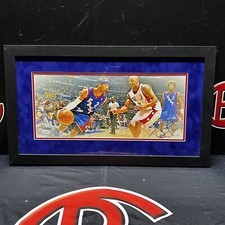 Allen Iverson & Steve Francis Autographed Framed 8x18 Photo Signed JSA