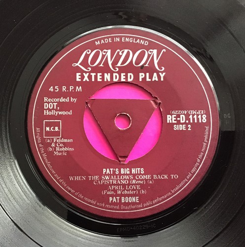 E237, Pats’s Big Hits, Pat Boone, 7"45rpm EP, Excellent Condition - Picture 4 of 4