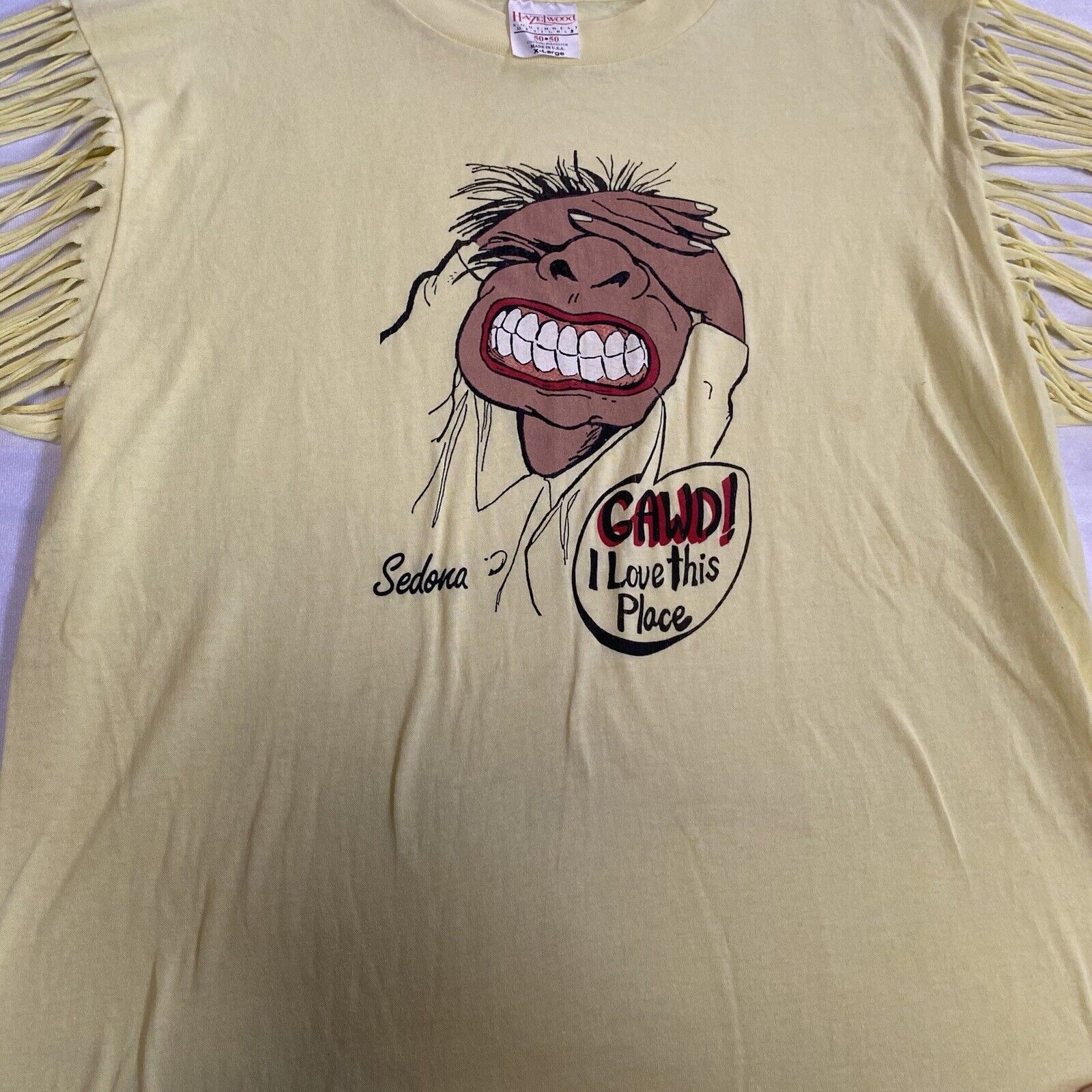 Vintage 80s Cut Sleeve Sedona XL T-Shirt Graphic … - image 4