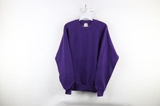 Vintage 90s Streetwear Womens Large Faded Blank Crewneck Sweatshirt Purple USA