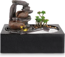 Indoor Water Fountains Tabletop Fountain Desktop Waterfall of Rock Zen Garden