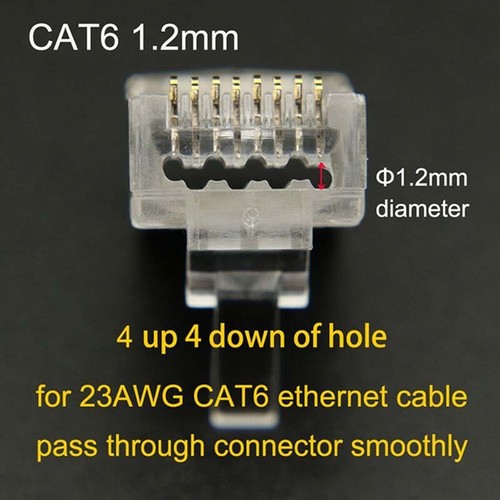 100PCS Shielded RJ45 Cat6A Connectors Pass Through Connector Gold Plated 3 Prong - 第 2/12 張圖片