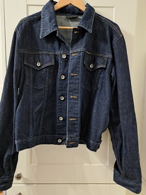 DKNY Jeans Dark Blue Button Fasten Denim Jacket Uk Men's L