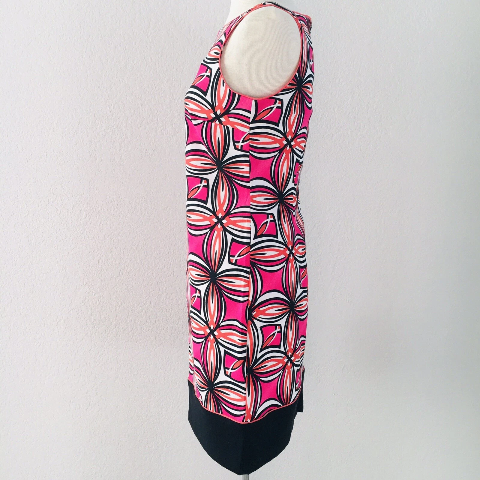 Abito donna Alyx Limited taglia 6 senza maniche tubino rosa arancione bianco e nero