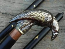 Antique Style Victorian Cane Wooden Walking Stick Vintage Solid Brass Handle Gif