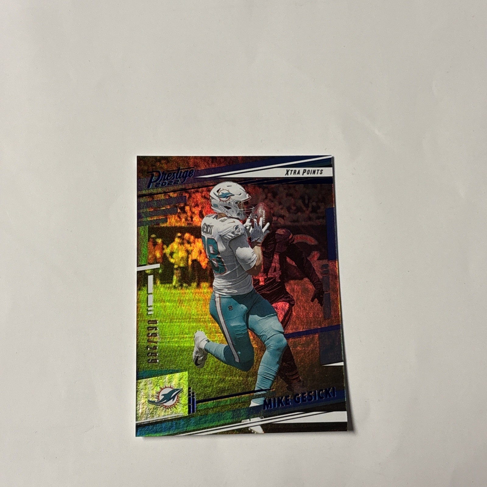 2022 Panini Prestige Xtra Points Blue Mike Gesicki 69/299 Miami Dolphins #184