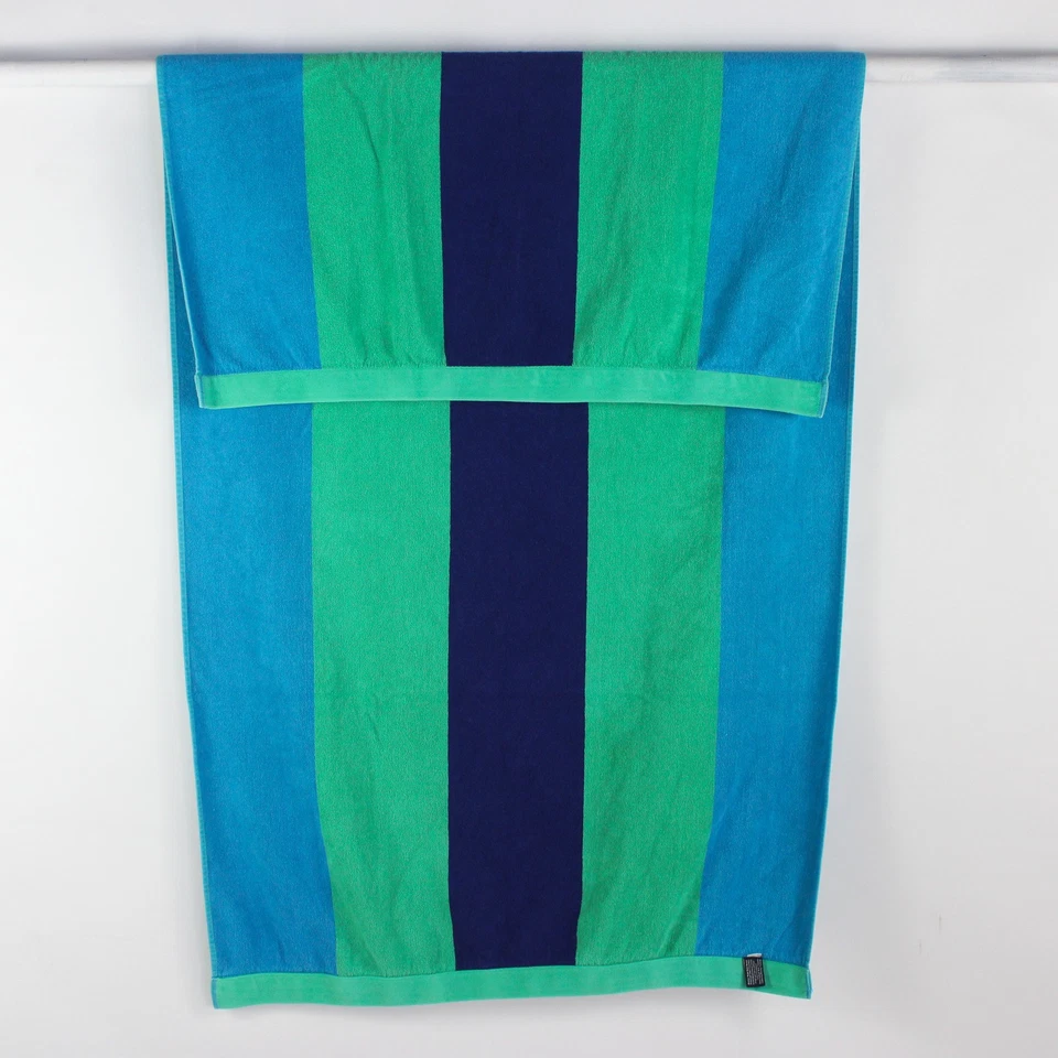 Toalla de playa Lands' End rayas verdes/azules 100 % algodón 34" x 72,5" Foto 2 de 4