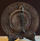S-Pattern Stippled Rose Band Luncheon Plates Set of 4 - MacBeth-Evans Glass Co.