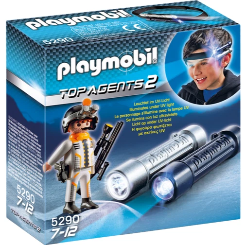 PLAYMOBIL 5290 Spylights Top AGENTS 2 leuchtet im UV-Licht Polizei Lampe SELTEN
