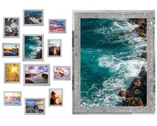 Glitter Picture Frames Set of 12, Silver Glass Photo Frame Multiple Sizes for...