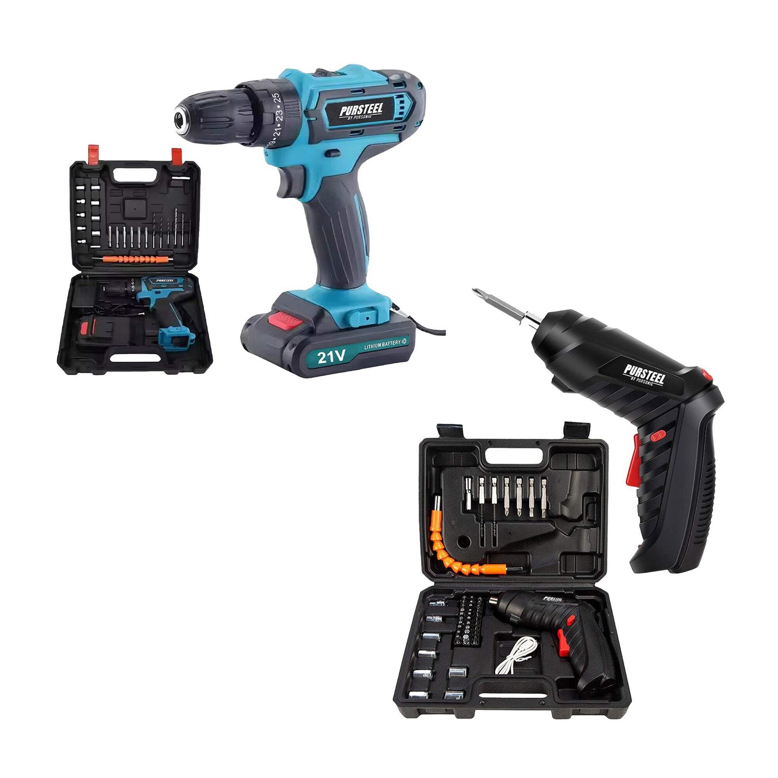 Power Tool Bundle: 21V Cordless Drill & Rechargeable Electri