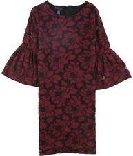 Alfani Womens Crochet Lace Sheath Dress, Red, 2