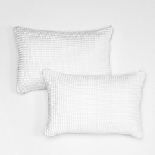 Pair of Pillowcases White Cotton Waffle Design Standard Pillow Case 50 x 75cm