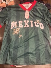 Viral Zoe+Liv Mexico Soccer Jersey Trending TikTok Floral Embroidery Size Small
