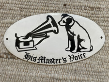 Emailschild His Master's Voice, Emailschild Nipper Schellackplatte