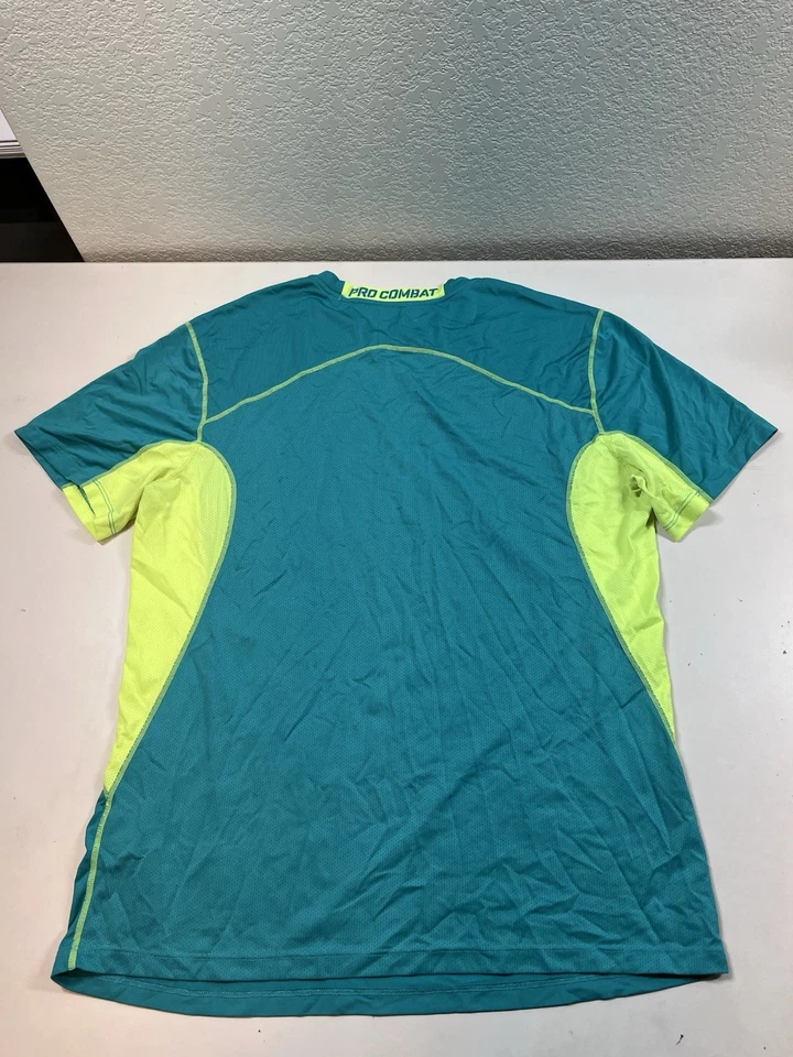 Camiseta deportiva de manga corta Nike Dri-Fit Pro Combat verde azulado para hombre XL Foto 3 de 4