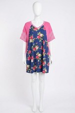 Umgee Striped & Floral Pocket Dress Size M