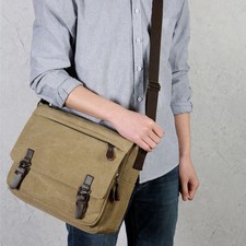Men School Military Shoulder Bag Messenger bag Vintage Canvas Satchel UK