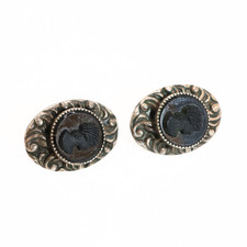 Antique Carved Shell Cameo Drop Earrings in Gilt Filigree Frames — listing 5
