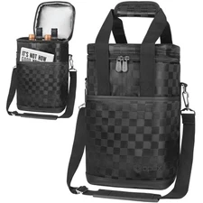 Wine Bag Carrier Tote Insulated 4 Bottle Cooler Carrying Case for Travel Picnic