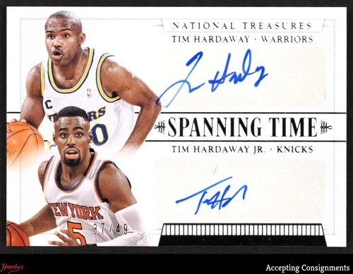 2014-15 National Treasures Spanning Time Tim Hardaway & Jr. DUAL AUTO 37/49
