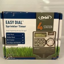 Orbit 57594 Easy Dial 4-Station Indoor Sprinkler Controller, Green