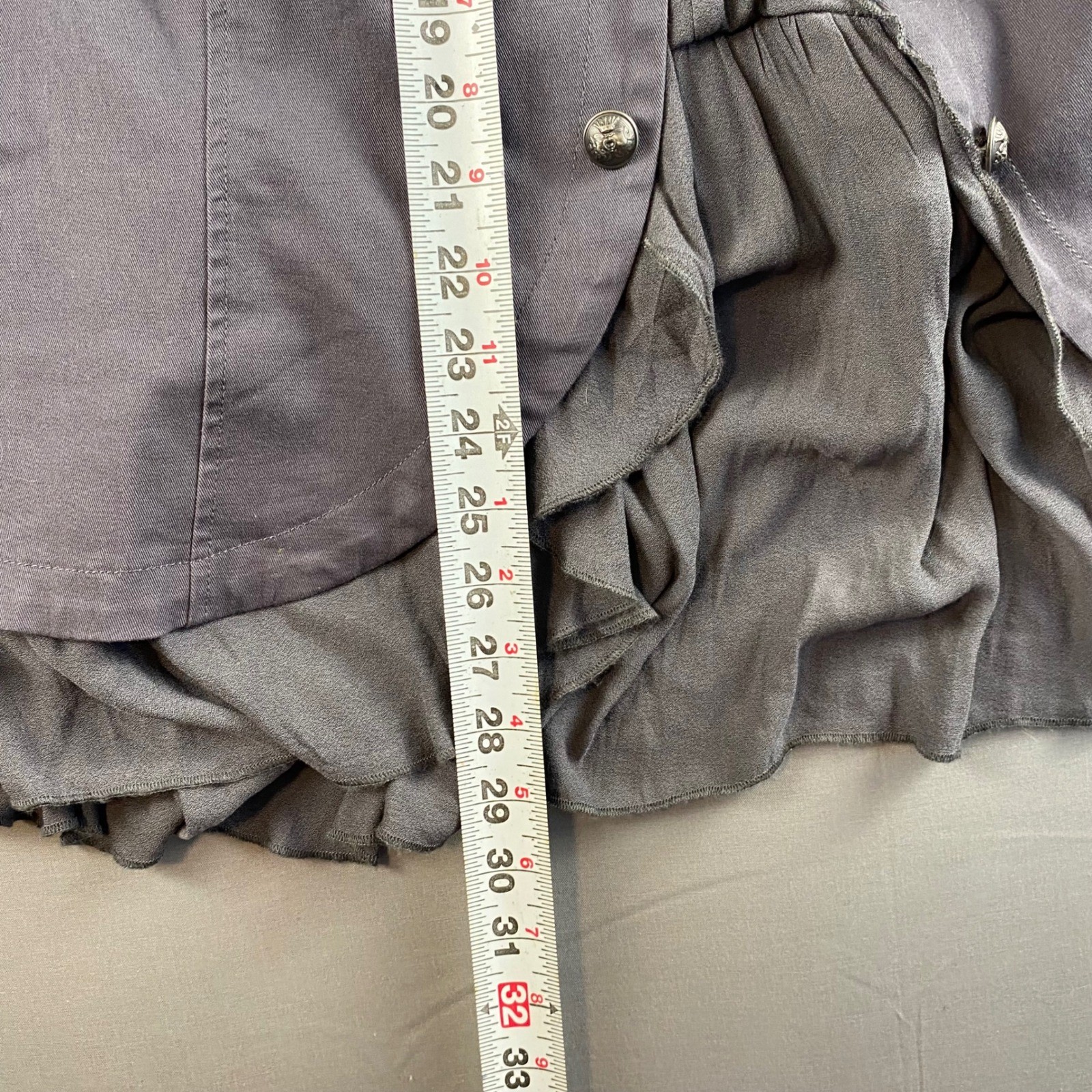 NWT Torrid Grey Military Style Jacket with Ruffle Hem Womens Size 3 image 5